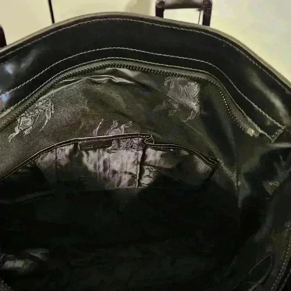 SOLD!! Burberry Men's Black Glazed Leather Studded Tote $1330 - Picture 9 of 16